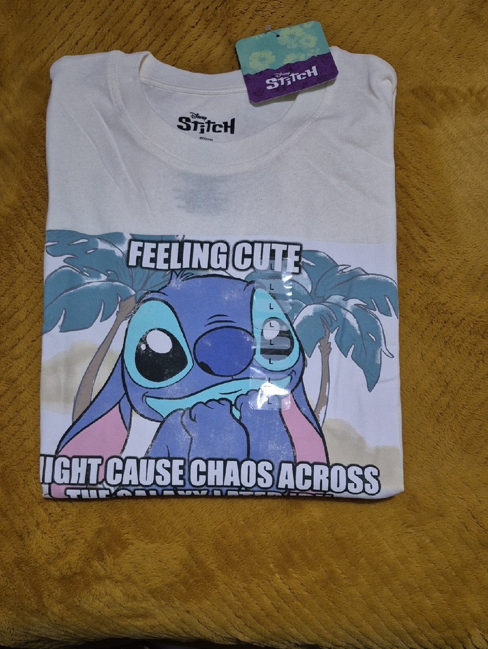 Disney White Tee with Blue and Teal Stitch Graphic
